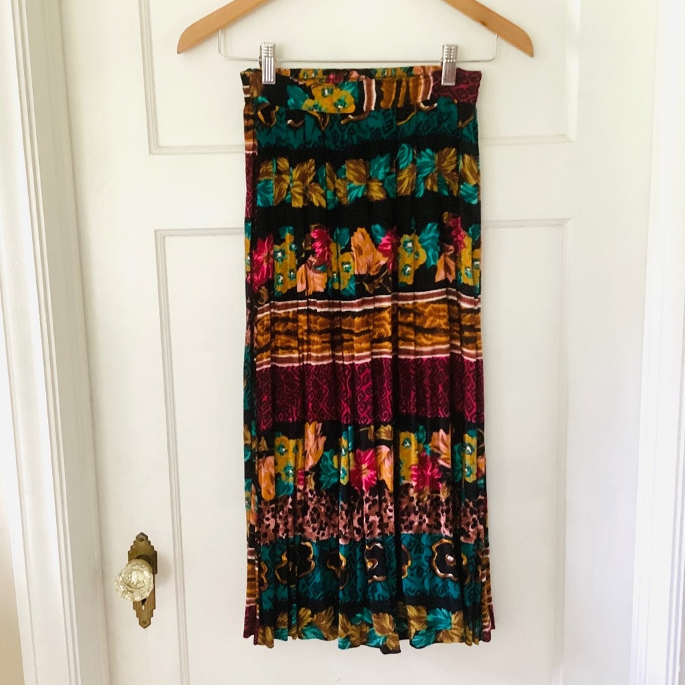 Options by Worthington women’s S maxi rayon mixed print tropical island skirt